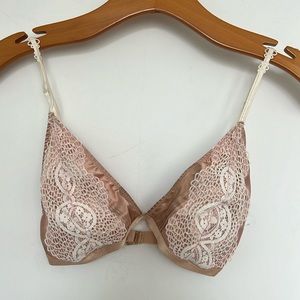 Vintage Style Cream Satin Lace Bralette size Small (32A-30C)
